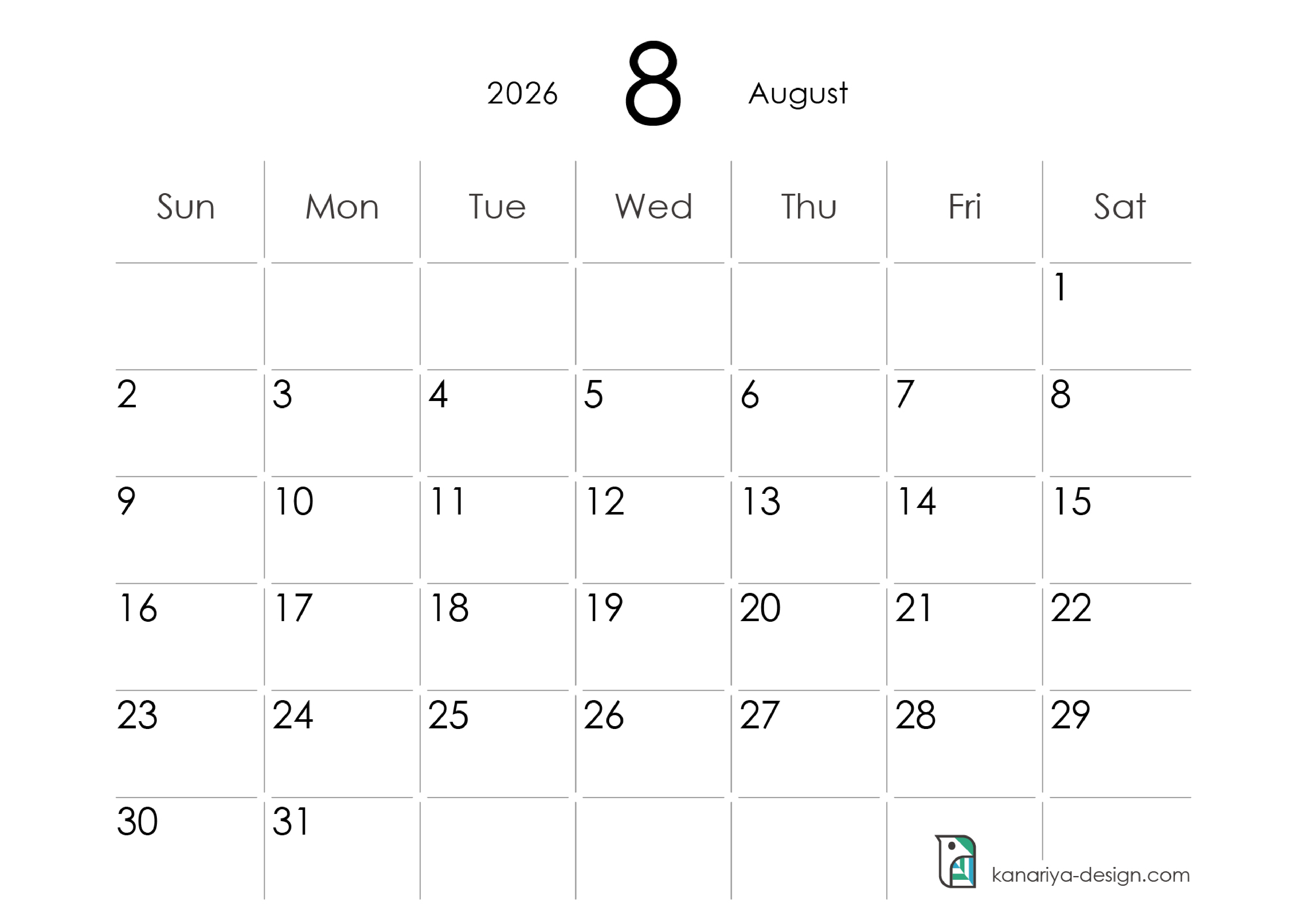 August Calendar
