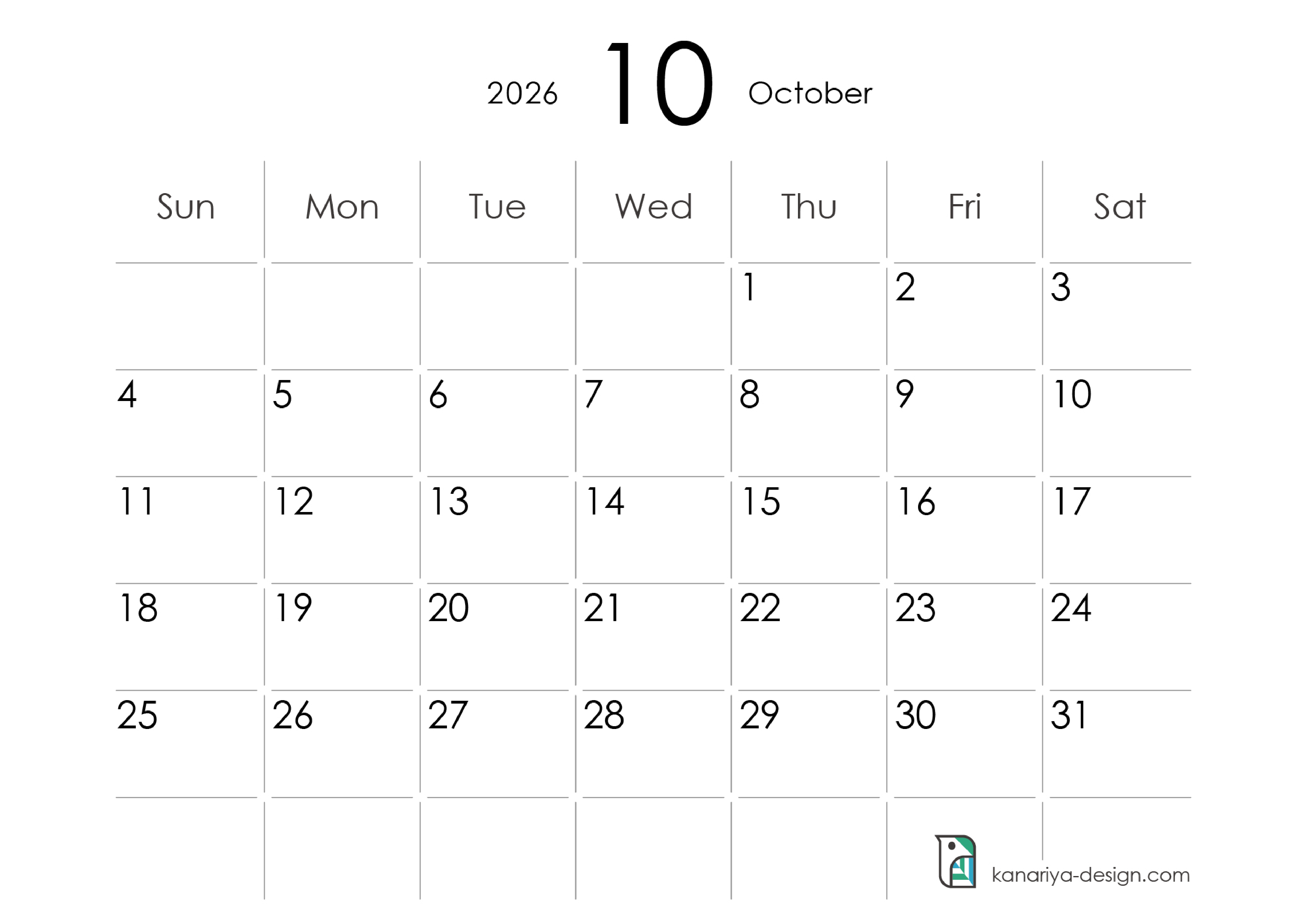 October Calendar