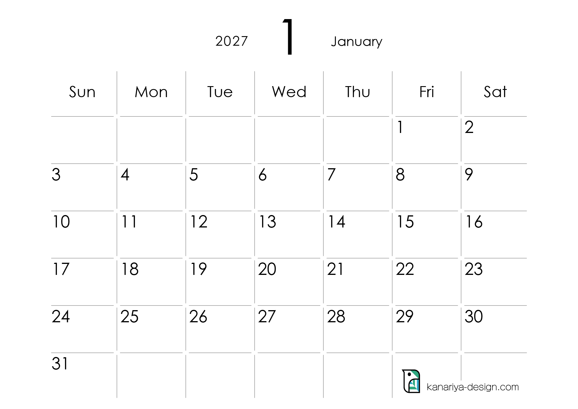 January Calendar