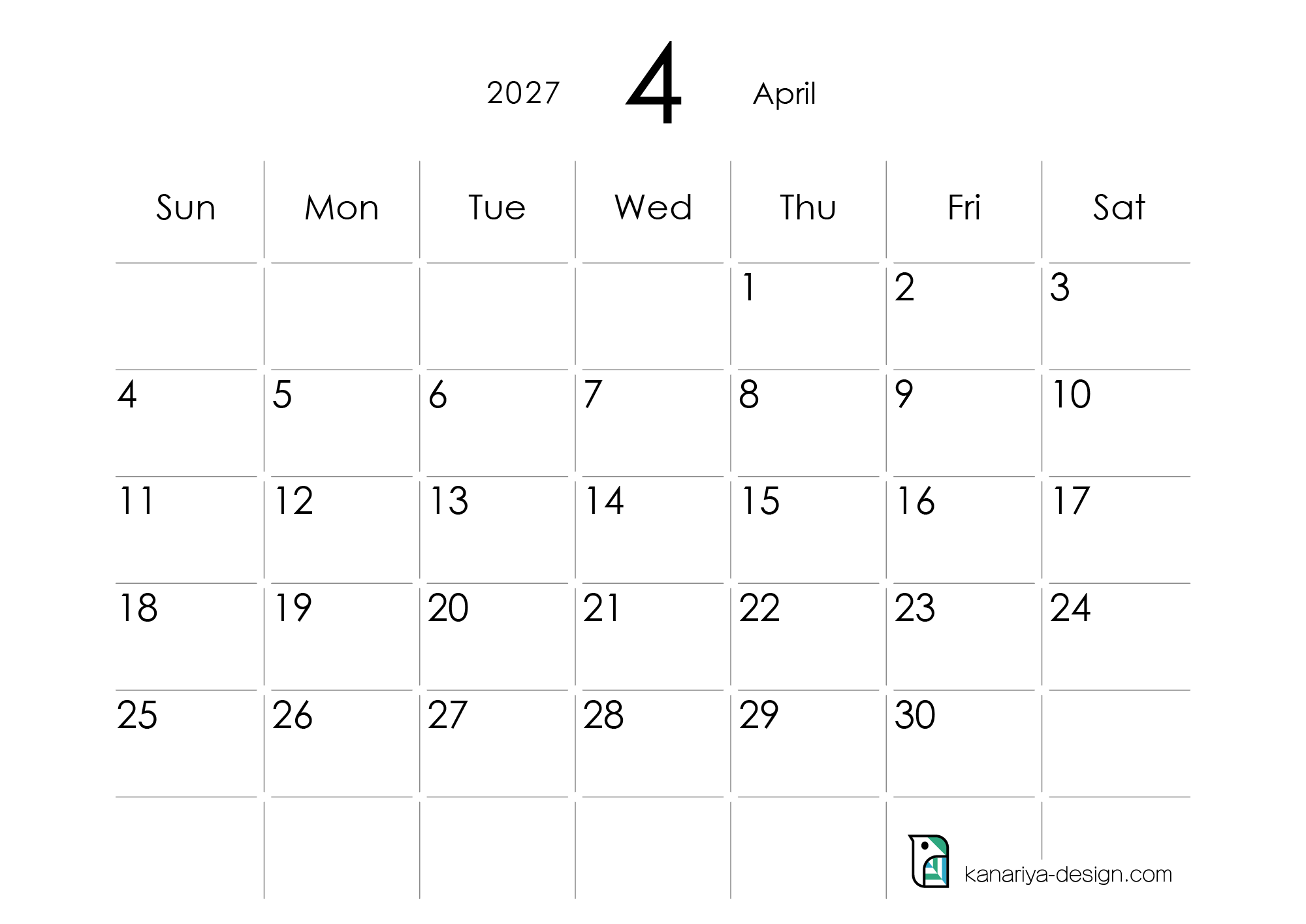 April Calendar
