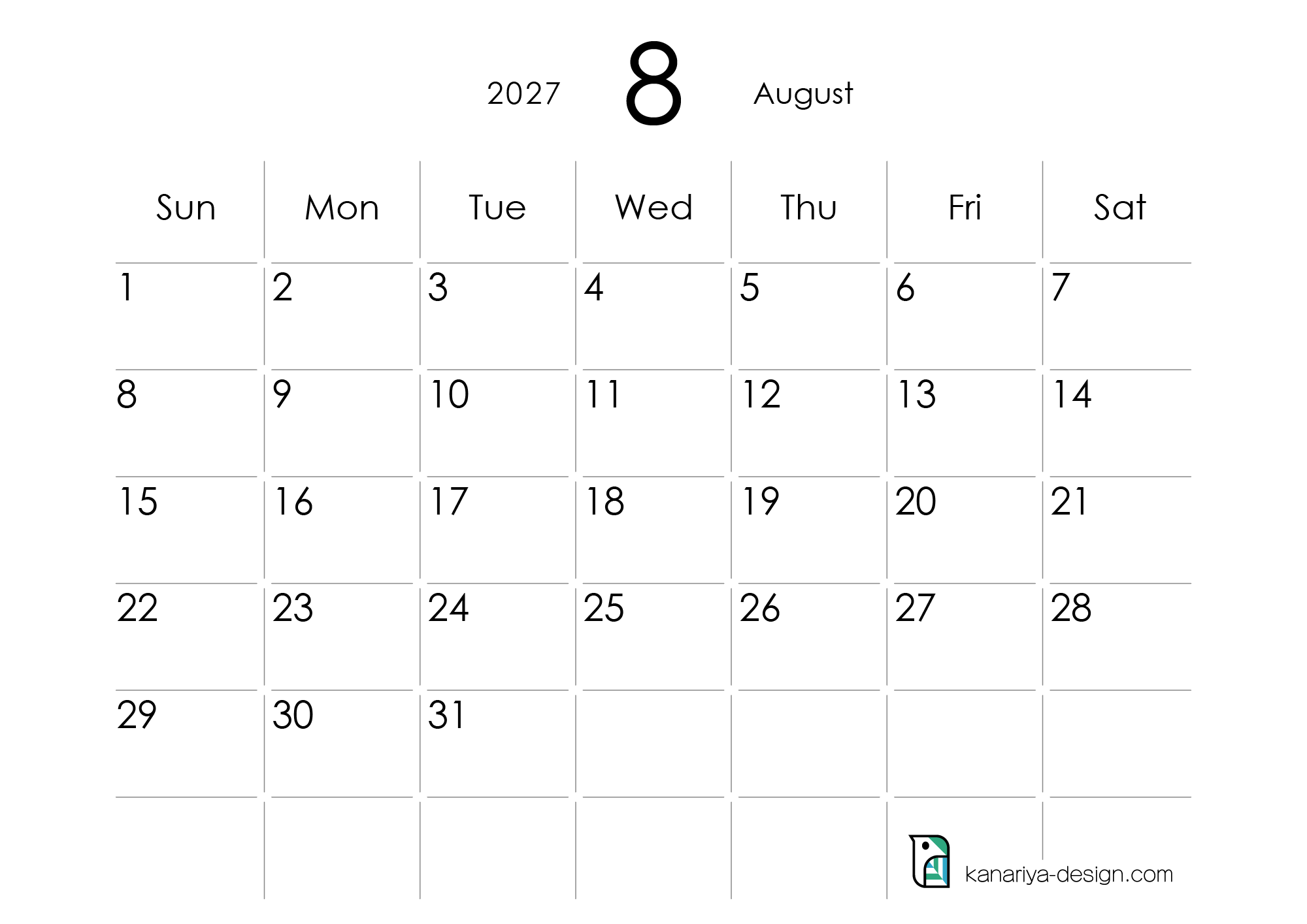 August Calendar