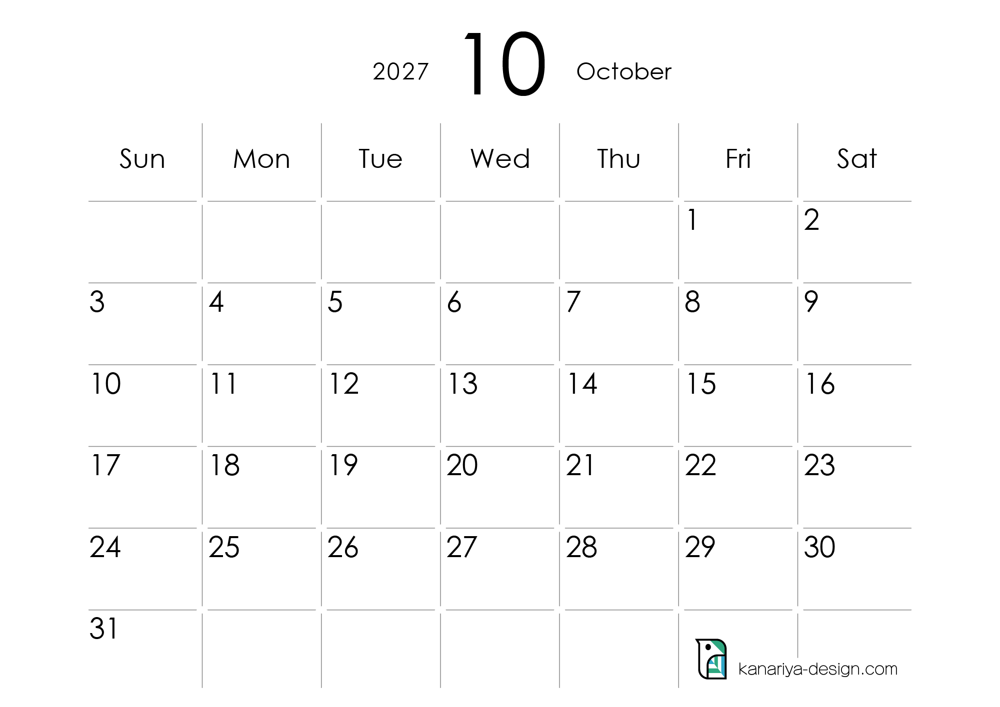 October Calendar