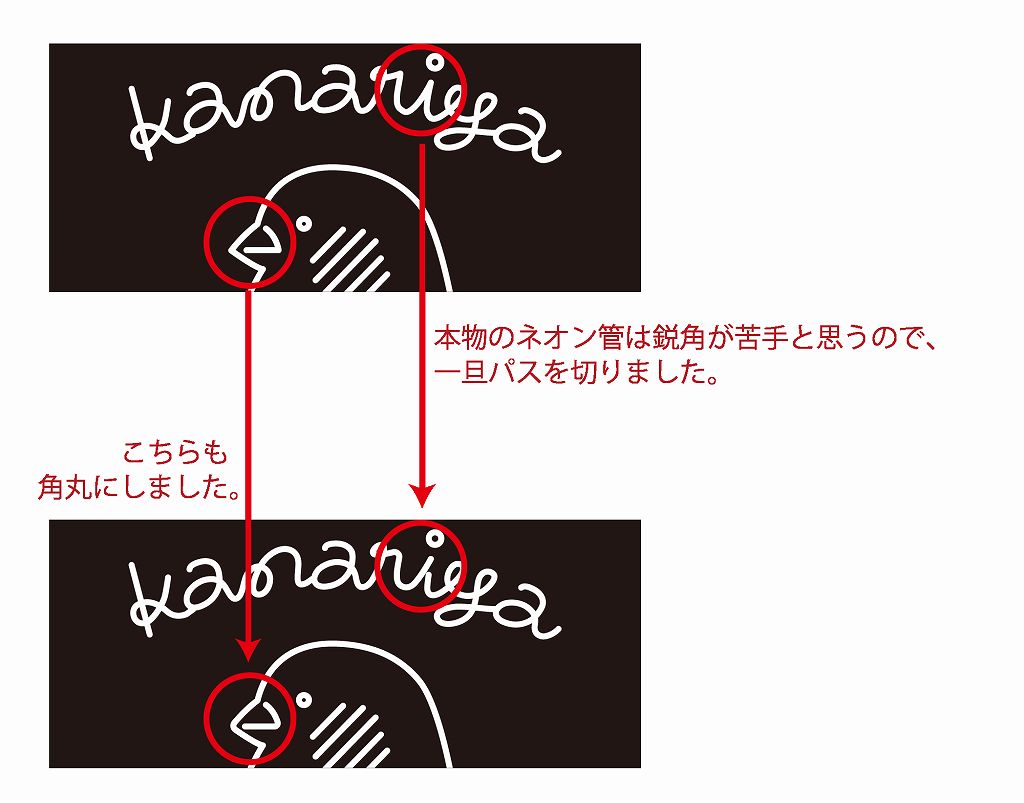 ネオン管風デザインのためにパスを修正する